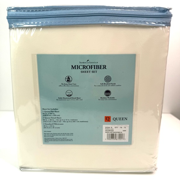 Home Classics Ivory Queen Microfiber 4PC Sheet Set - Picture 7 of 7